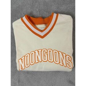 Noon Goons V Neck Sweater Mens Small Varsity Made in USA Striped Cream Orange